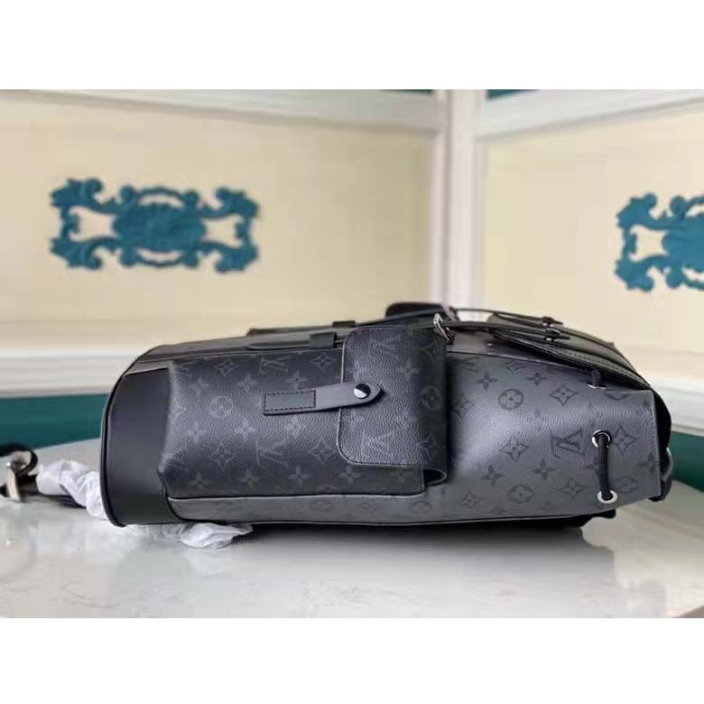 Louis Vuitton LV Unisex Christopher PM Backpack Grey Monogram Eclipse Coated Canvas