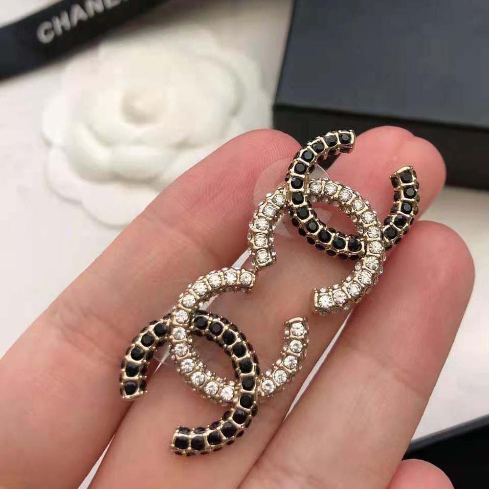 Chanel Women Stud Earrings in Metal and Strass