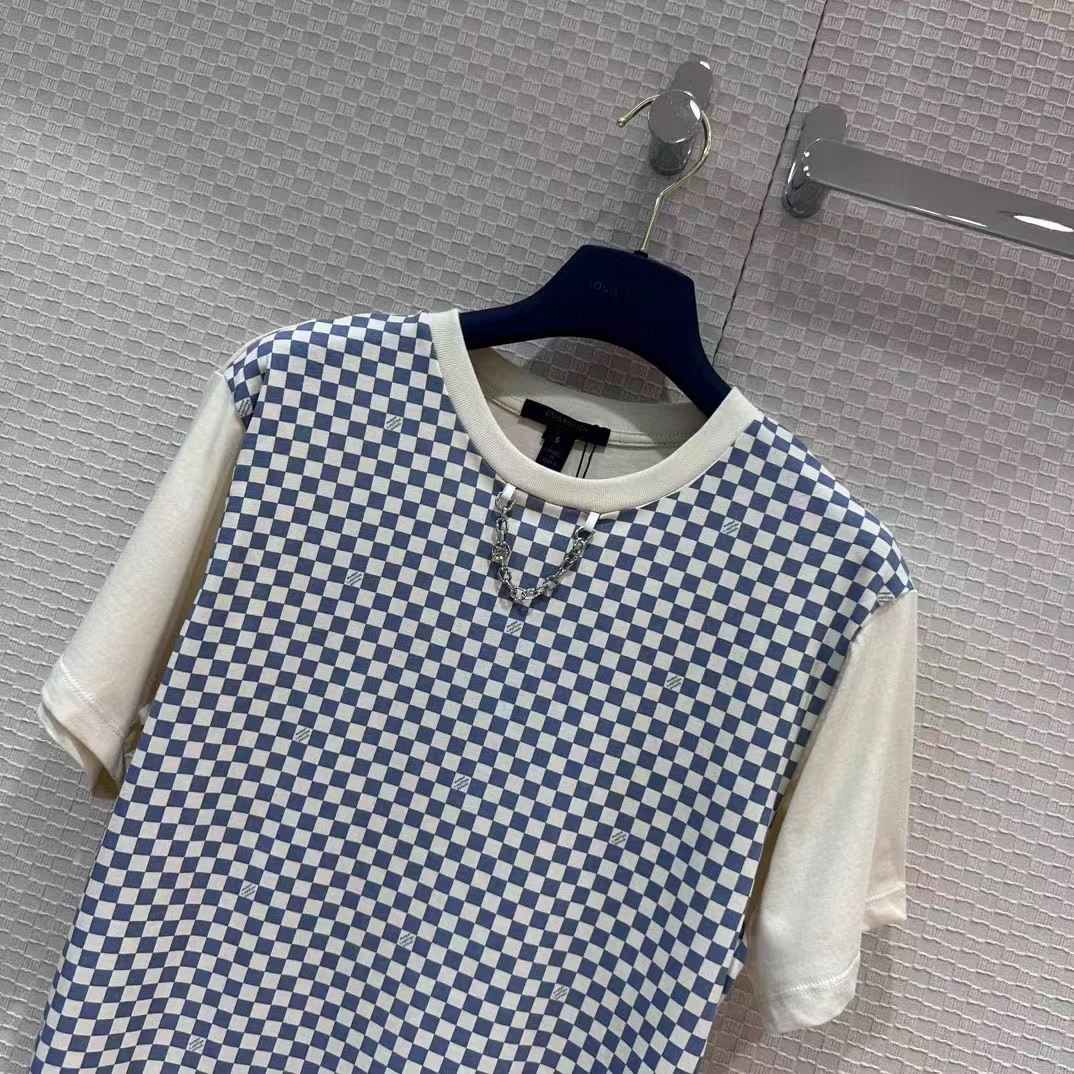 Louis Vuitton Men LV Damier Front T-Shirt Cotton Creamy White 1AFPA0