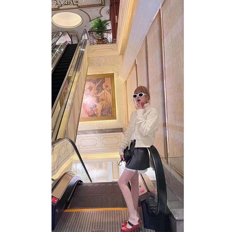 Dior Women CD Macrocannage Zipped Cardigan White Technical Wool Cashmere Knit