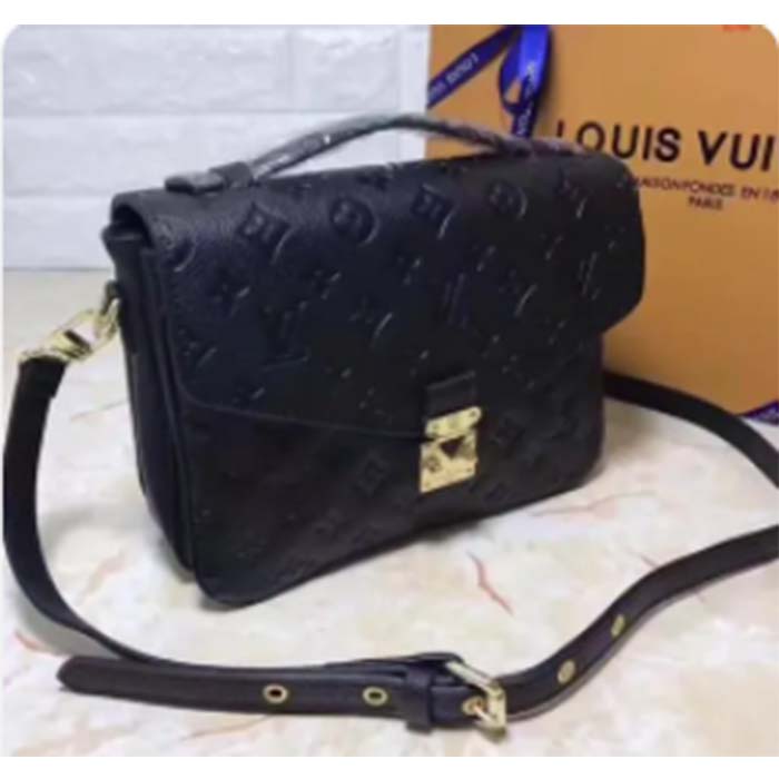 Louis Vuitton LV Women Pochette Métis Bag Black Monogram Grained Cowhide Leather