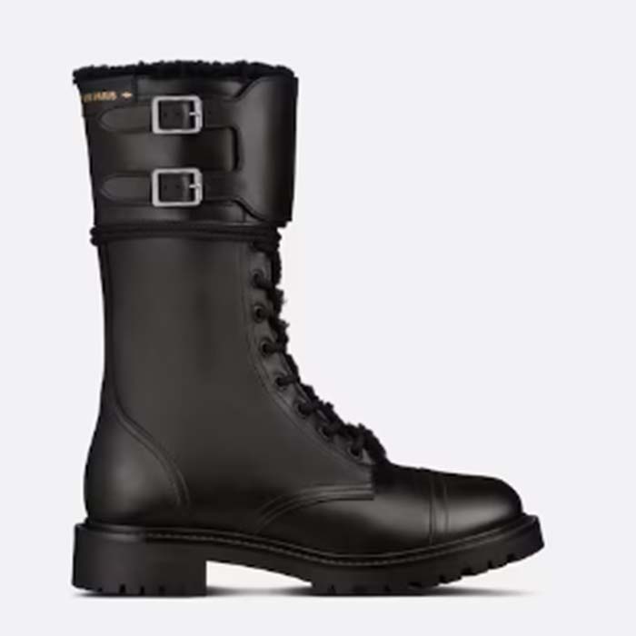 Dior Women CD D-Trap Ankle Boot Black Calfskin Strap Two ‘Dior’ Buckles