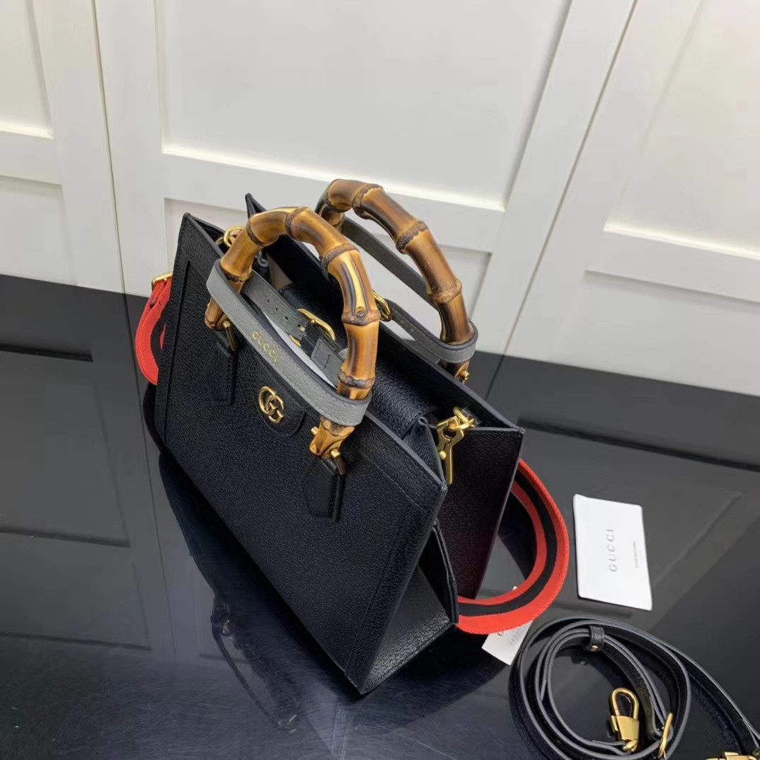 Gucci GG Women Diana Small Tote Bag Double G Black Leather