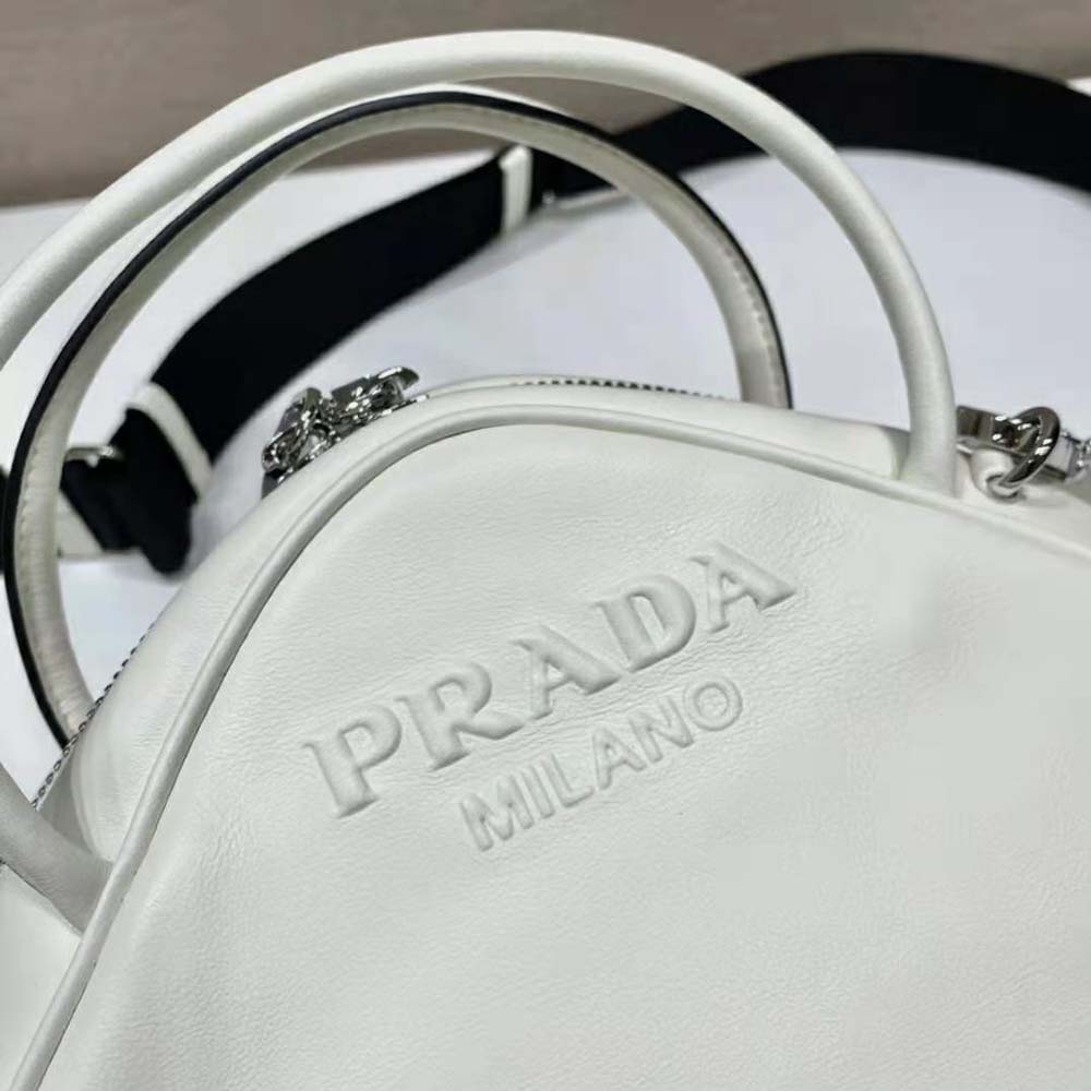 Prada Women Leather Prada Triangle Bag-White