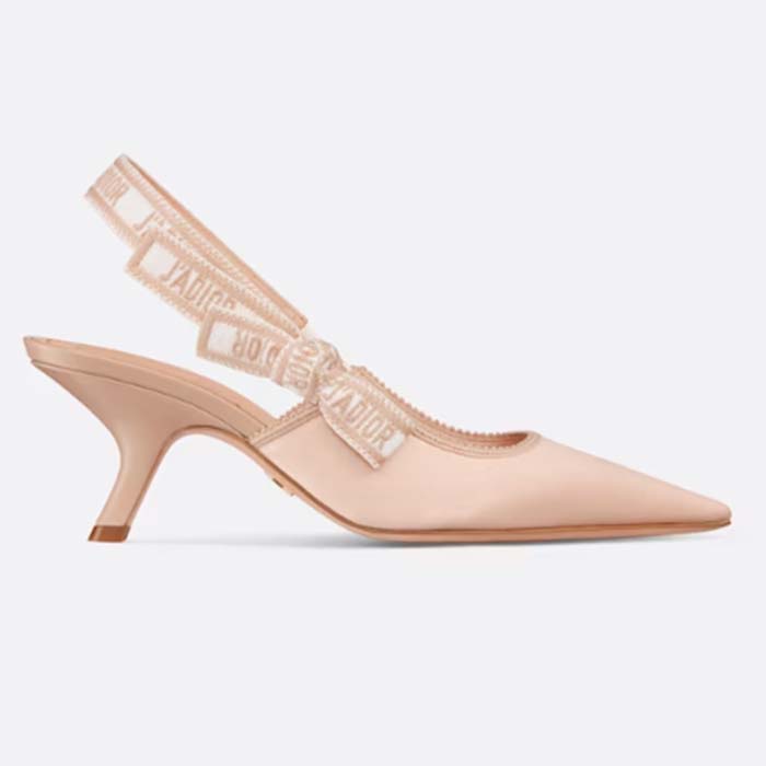 Dior Women CD J’Adior Slingback Pump Nude Embroidered Satin Cotton