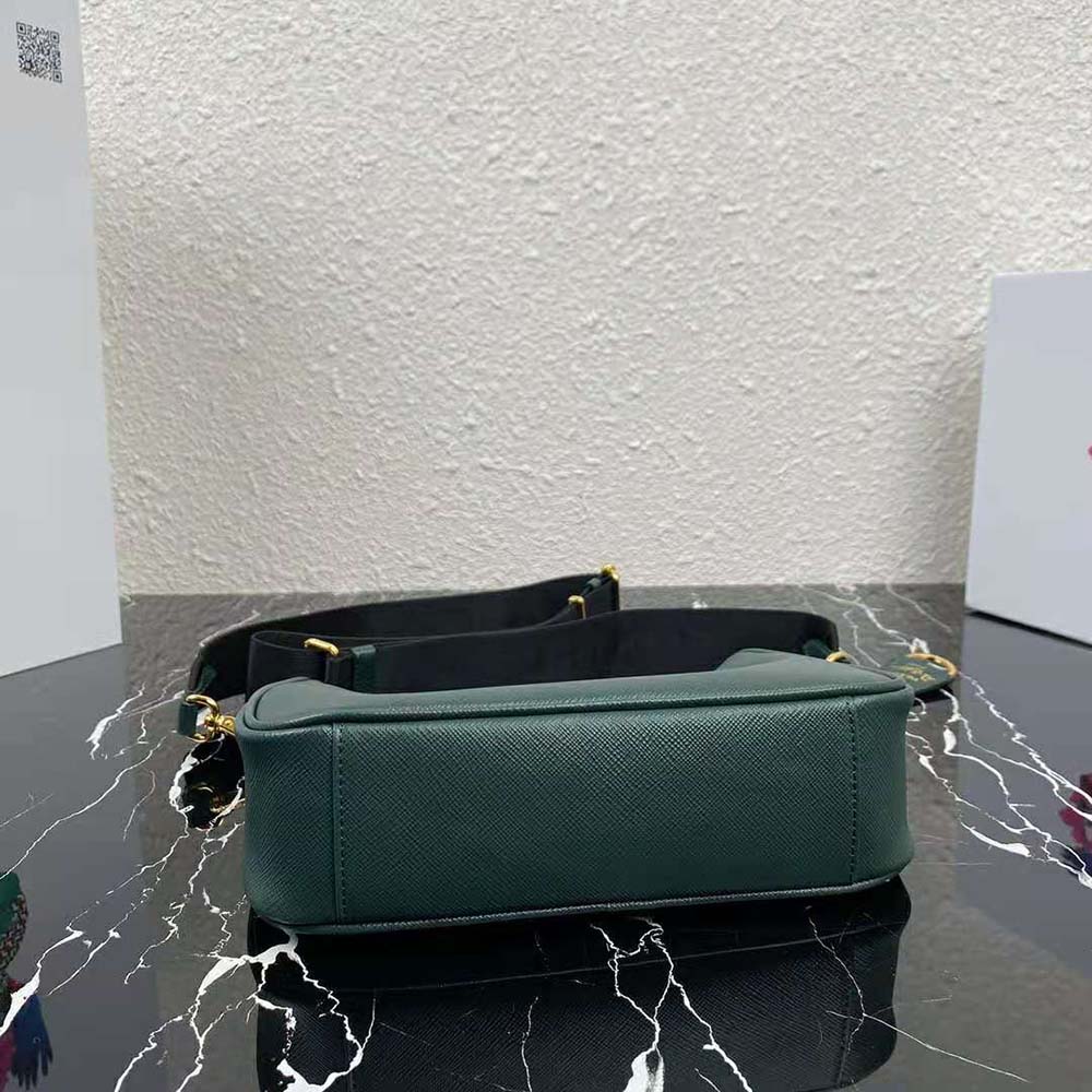 Prada Women Prada Re-Edition 2005 Saffiano Leather Bag-Green