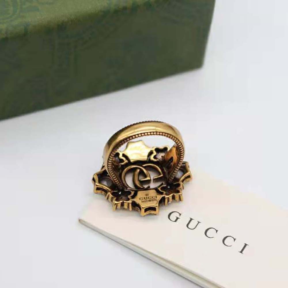 Gucci Women Double G Crystal Flower Ring