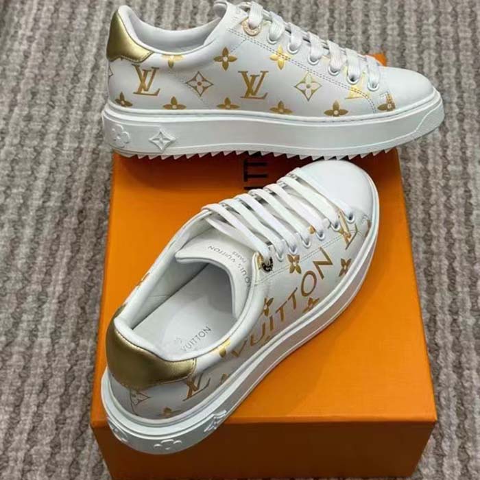 Louis Vuitton LV Unisex Time Out Sneaker Gold Monogram Debossed Calf Leather