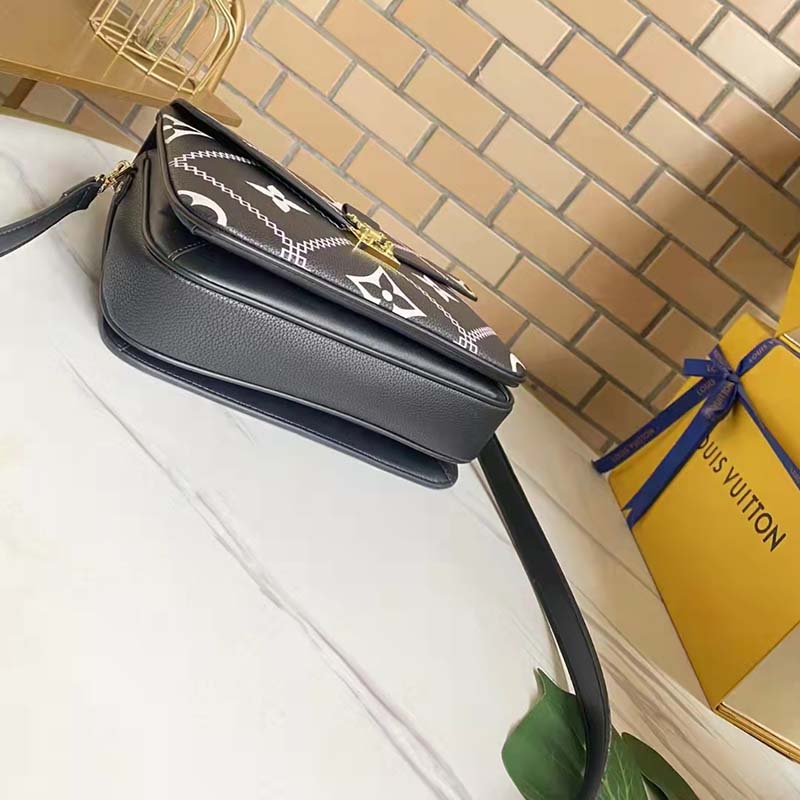 Louis Vuitton LV Women Pochette Metis Bag Black Embroidered Embossed Supple Grained Cowhide