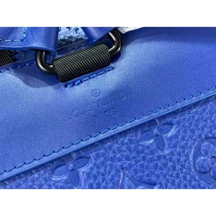 Louis Vuitton LV Unisex Christopher MM Backpack Racing Blue Embossed Taurillon Monogram Cowhide Leather