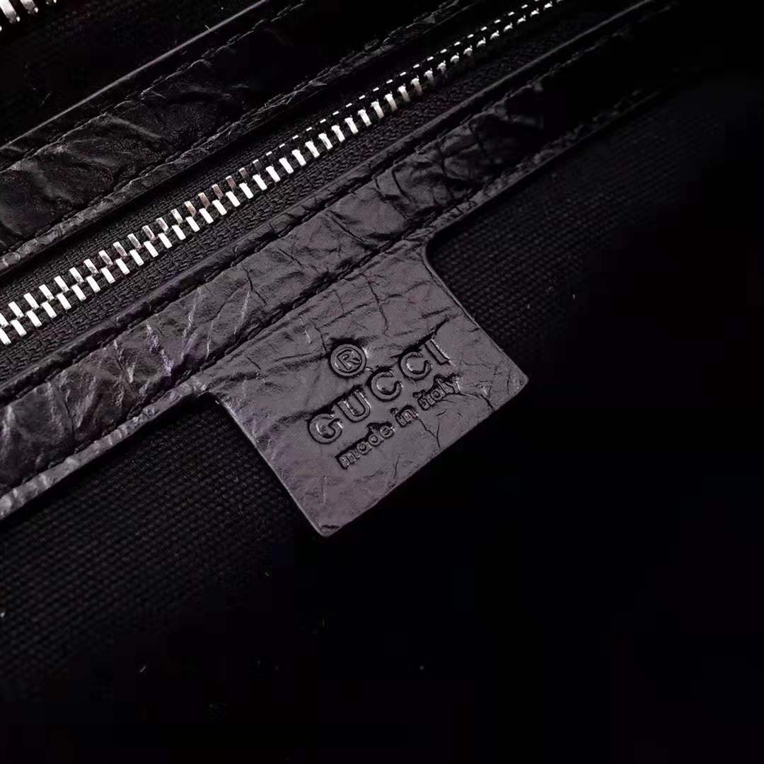 Gucci GG Men Pouch with Interlocking Bag in Black Soft Leather