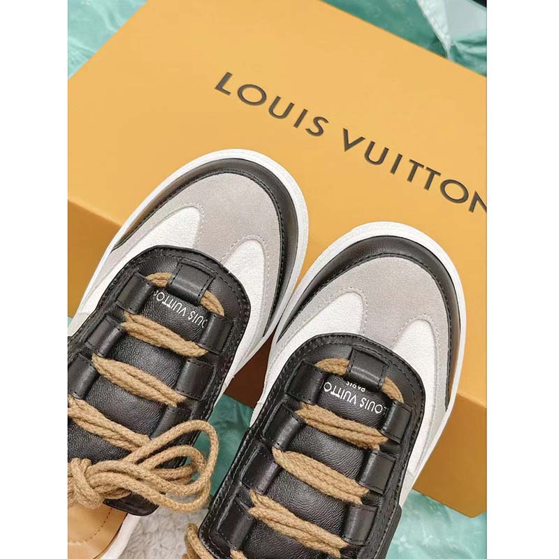 Louis Vuitton Women LV Lous Open-Back Sneaker Light Gray Suede Calf Leather Double Laces