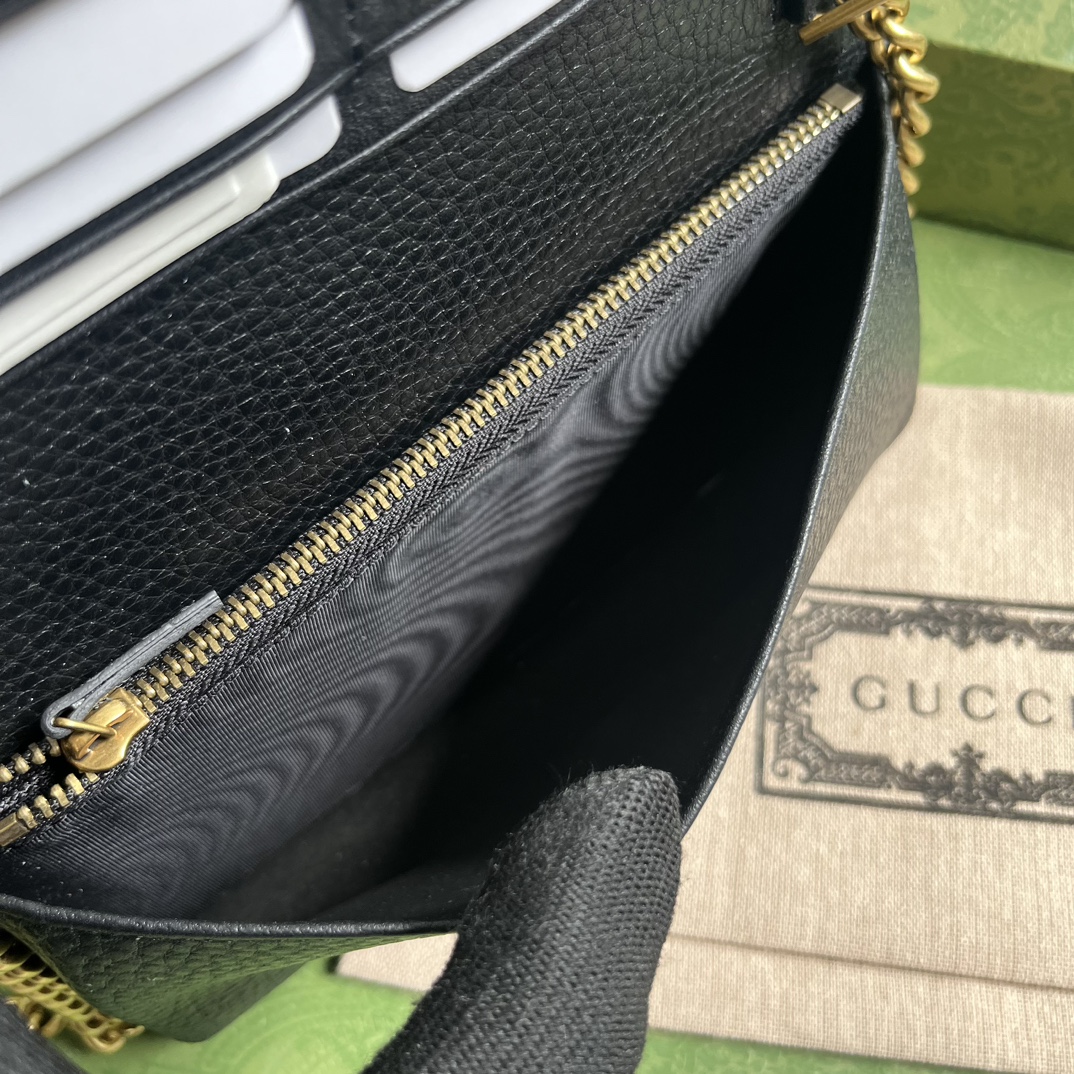 Gucci Women GG Chain Wallet Interlocking G Python Bow Black Leather