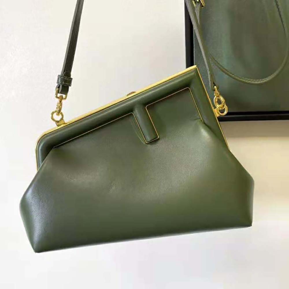Fendi Women First Small Dark Green Leather Bag