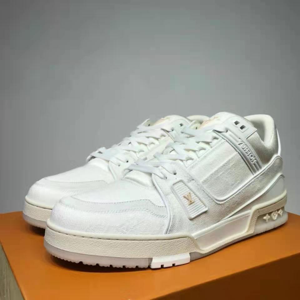 Louis Vuitton LV Unisex LV Trainer Sneaker Monogram Denim with Tonal Suede Calf Leather