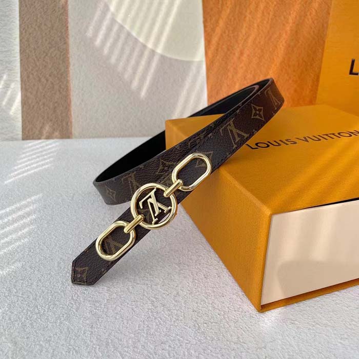 Louis Vuitton Unisex LV Circle Prime 20 MM Reversible Belt Black Calf Leather Verso Side
