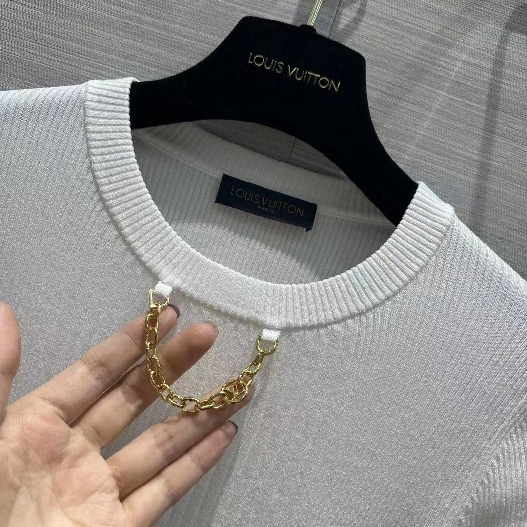 Louis Vuitton Women LV Ribbed Knit Top Wool Cashmere Milky White 1AC4GM