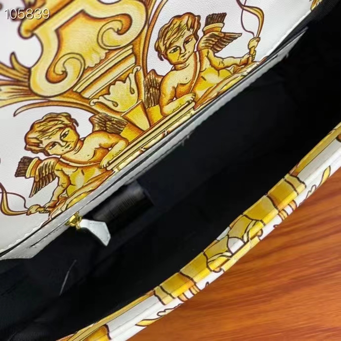 Fendi Women FF Baguette Fendace Quilted White Silk Bag