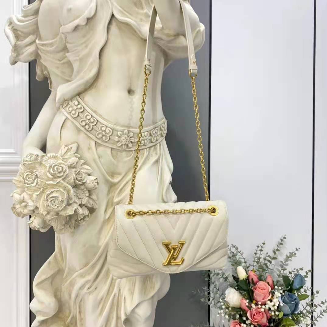 Louis Vuitton LV Women New Wave Chain Bag Handbag White Smooth Cowhide Leather