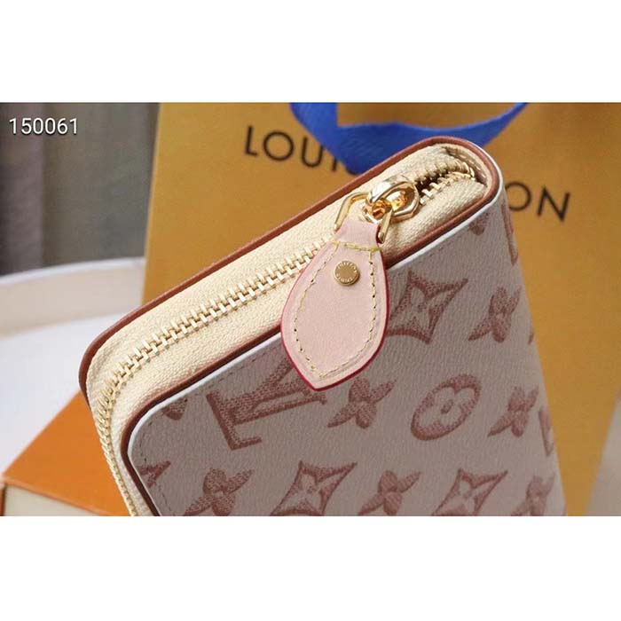Louis Vuitton LV Unisex Zippy Wallet Beige Monogram Coated Canvas Calf Leather