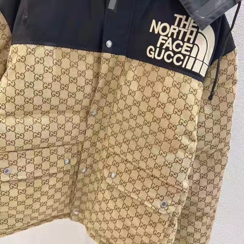 Gucci Men The North Face x Gucci Padded Jacket Beige Ebony GG Canvas