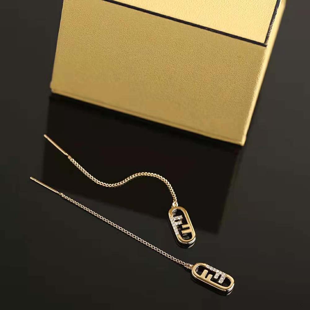 Fendi Women Fine Chain Earrings with Fendi O’Lock Pendant
