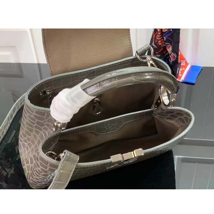 Louis Vuitton LV Women Capucines BB Handbag Grey Crocodilien Brillant Savoir Faire