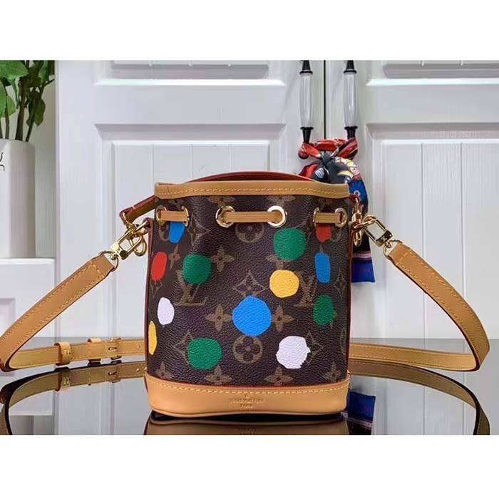 Louis Vuitton LV Women Nano Noé Monogram Coated Canvas 3D Painted Dots Print