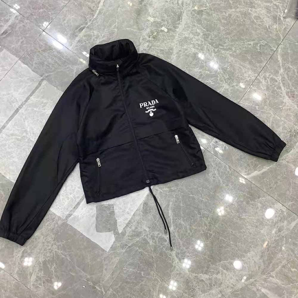 Prada Women Light Re-Nylon Rain Jacket-Black