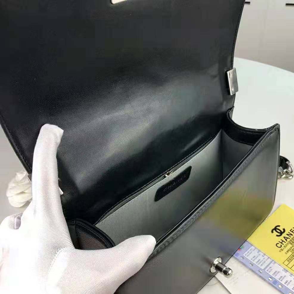 Chanel Women Flap Bag with Top Handle in Calfskin-Black