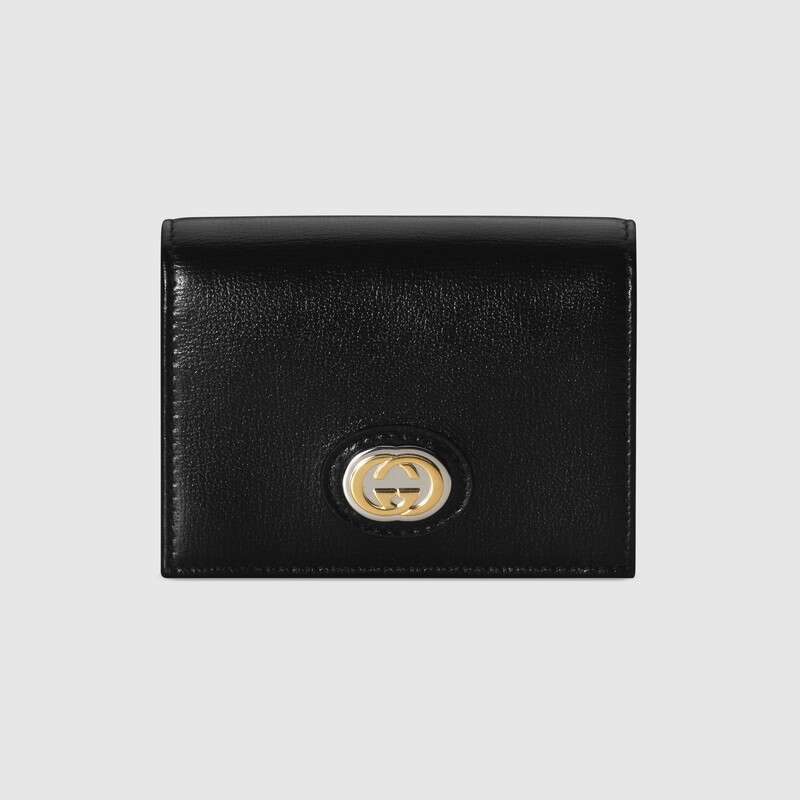 Gucci GG Unisex Leather Card Case Wallet in Textured Leather