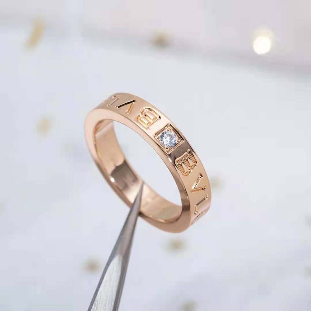 Bvlgari Women Bvlgari Bvlgari Ring 18 KT Rose Gold Ring with Diamond