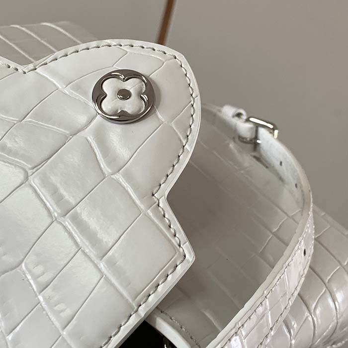 Louis Vuitton LV Women Capucines Mini Handbag White Brilliant Crocodilien Leather