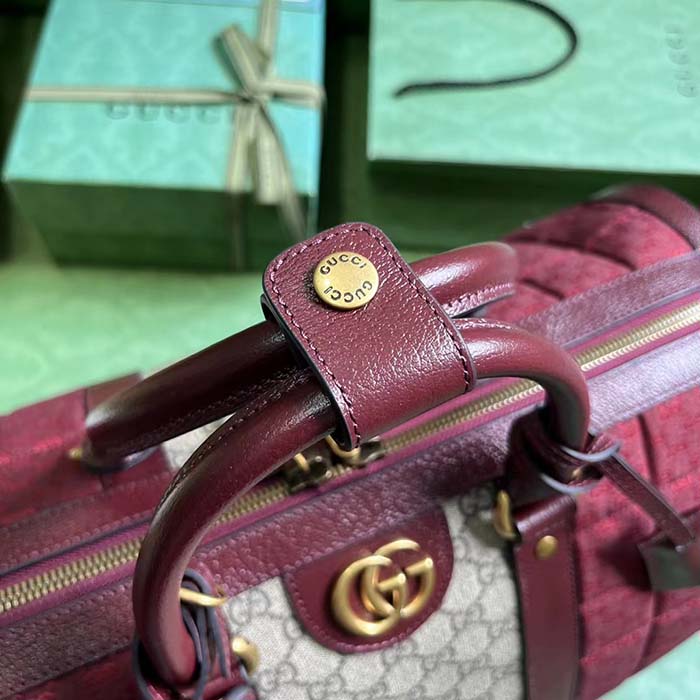Gucci Unisex Mini GG Canvas Small Duffle Bag Burgundy Quilted Beige Ebony Supreme Canvas