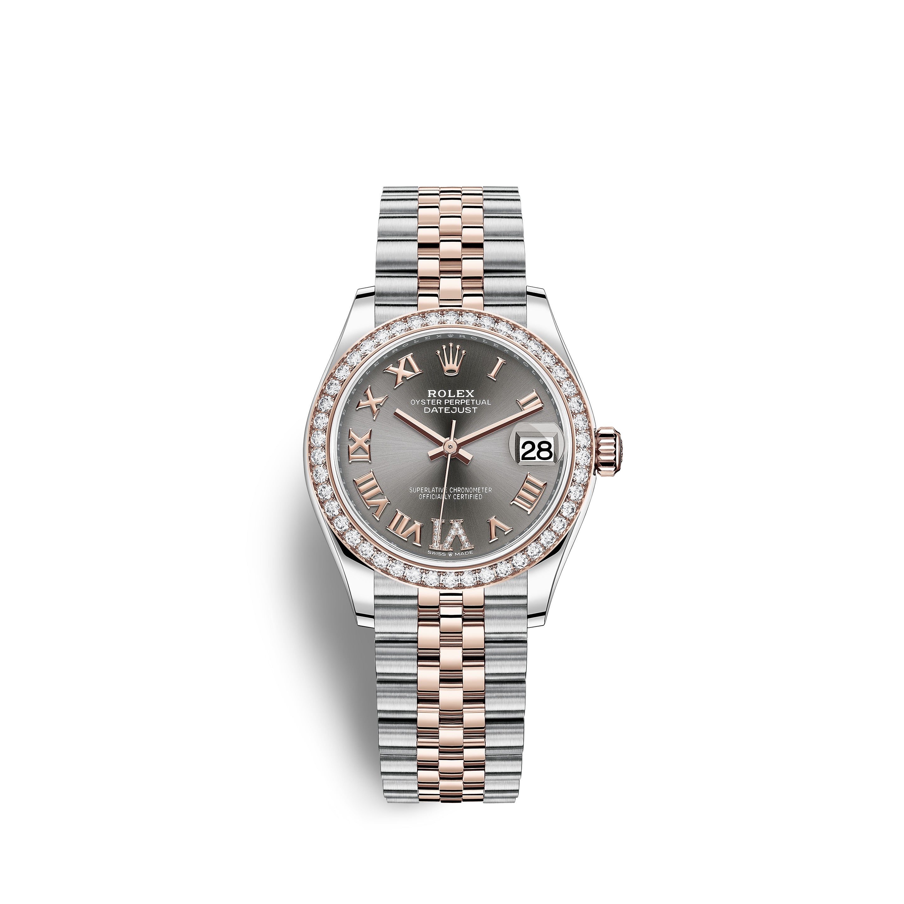 Rolex Datejust 31, Oystersteel, 18kt Everose Gold and diamonds, Ref# 278381RBR-0030