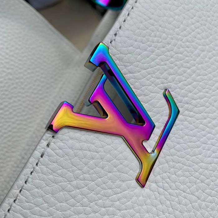 Louis Vuitton LV Women Capucines BB Handbag Snow White Taurillon Leather Cowhide Lining