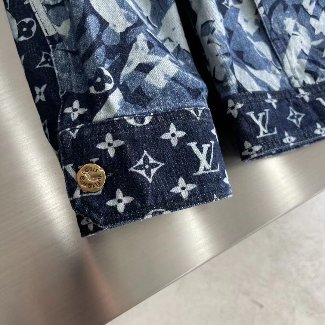 Louis Vuitton Women LV Monogram Printed Denim Jacket Regular Fit Printed Monogram Flower