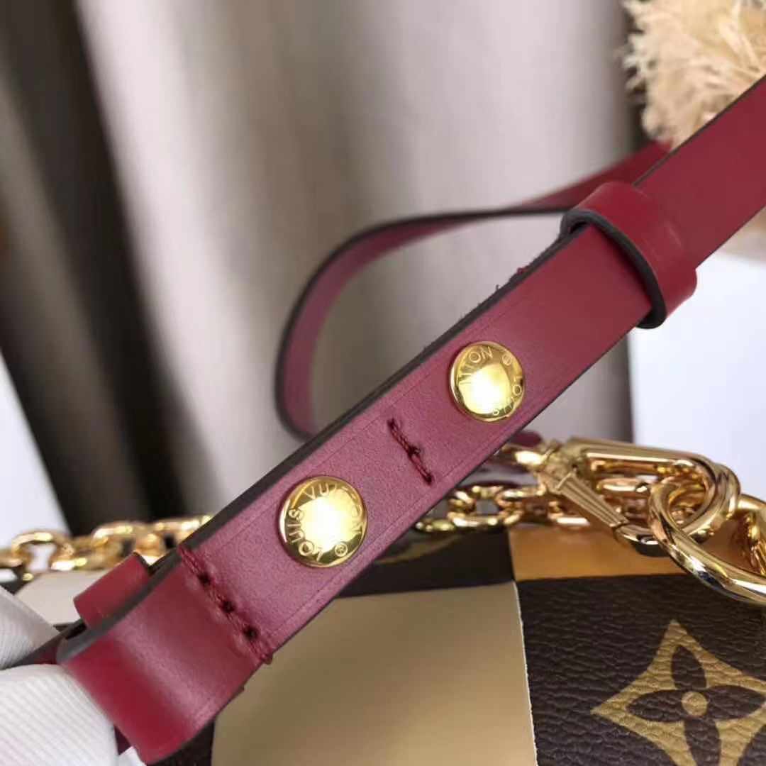 Louis Vuitton LV Women Twist MM Handbag in Smooth Cowhide and Monogram Coated Canvas