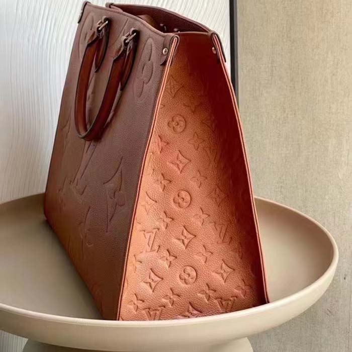 Louis Vuitton LV Women OnTheGO GM Tote Bag Brown Monogram Embossed Leather