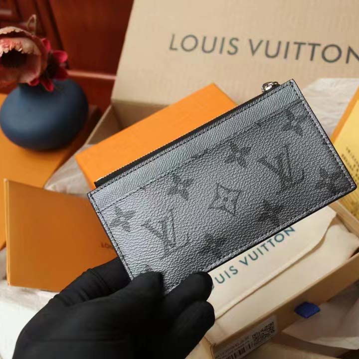 Louis Vuitton LV Unisex Coin Card Holder Taigarama Taiga Leather Monogram Canvas