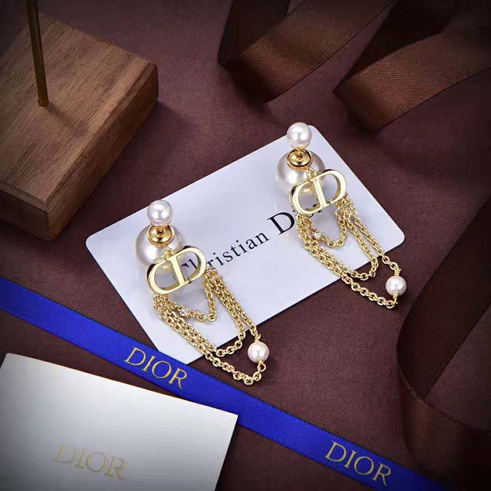 Dior Women Tribales Earrings Gold-Finish Metal