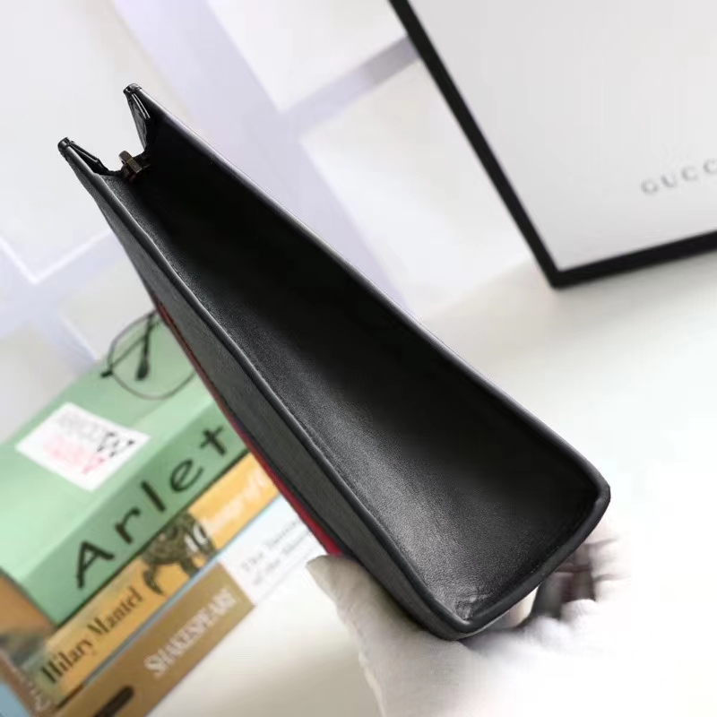 Gucci Unisex GG Black Pouch Black Grey GG Supreme Canvas Blue Red Web