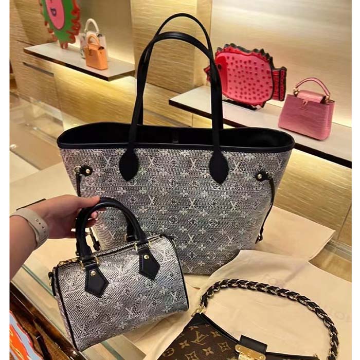 Louis Vuitton LV Unisex Neverfull MM Monogram Coated Canvas Cowhide Leather