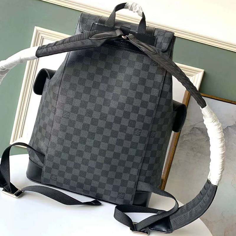 Louis Vuitton LV Unisex Christopher PM Backpack in Damier Graphite Canvas-Grey