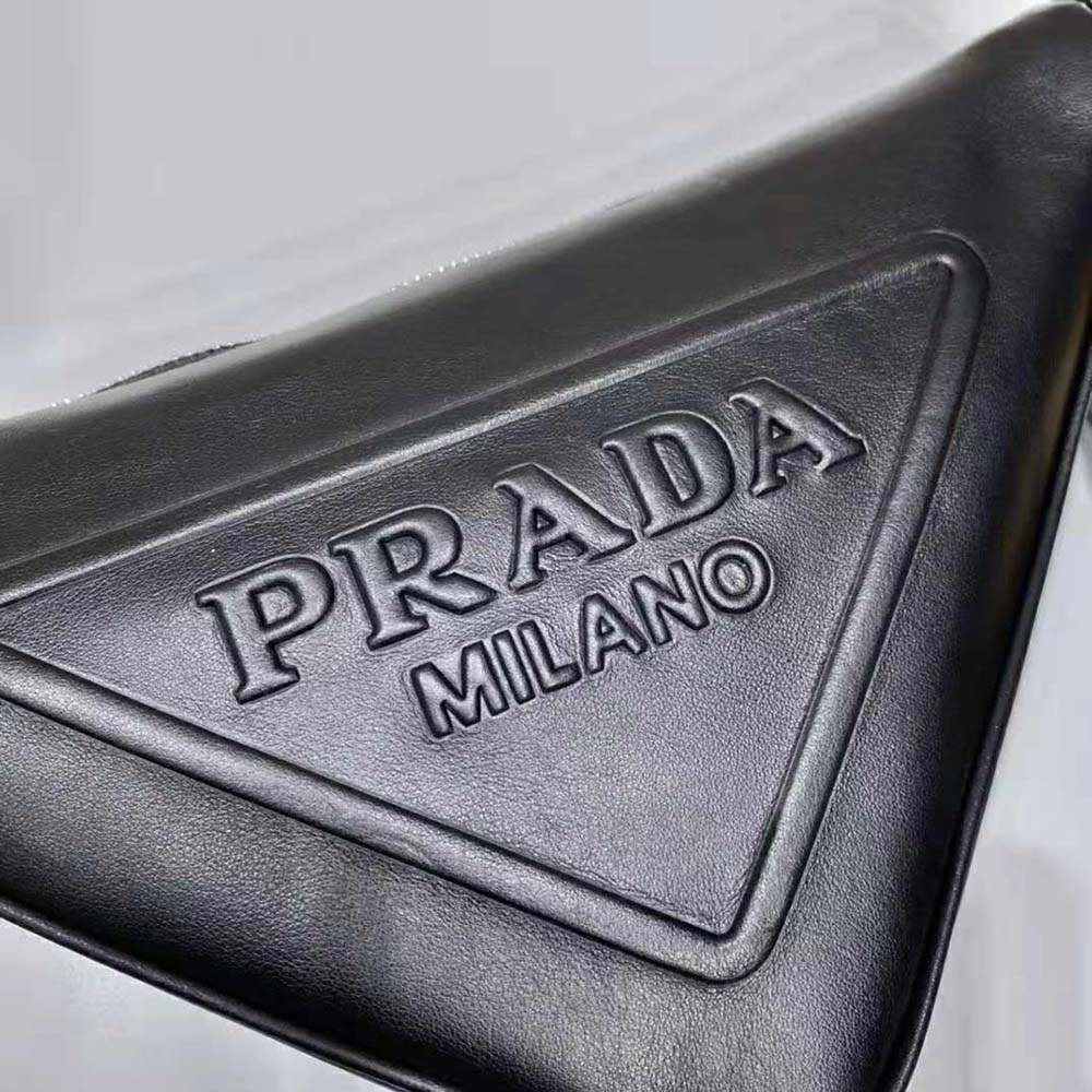 Prada Women Leather Triangle Leather Pouch-Black