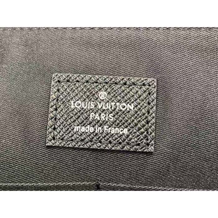 Louis Vuitton LV Unisex Pochette 24H Black Taiga Cowhide Leather Zip Closure
