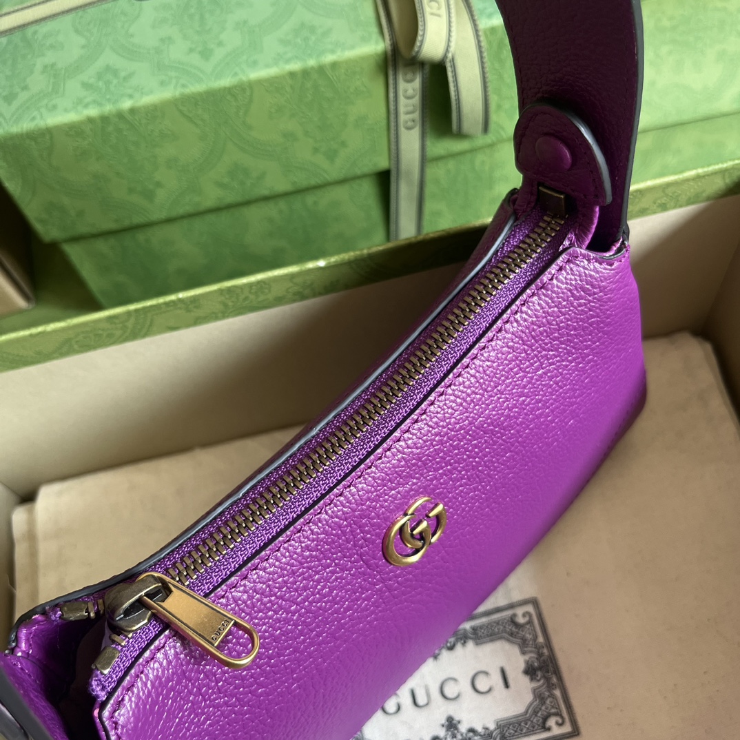 Gucci Women GG Aphrodite Mini Shoulder Bag Double G Purple Soft Leather