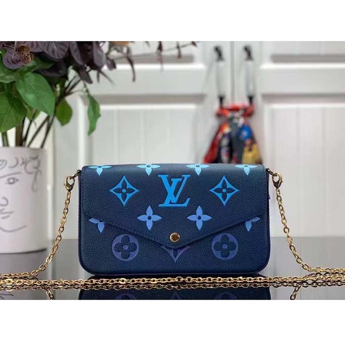 Louis Vuitton LV Women Félicie Pochette Gradient Blue Monogram Grained Cowhide Leather