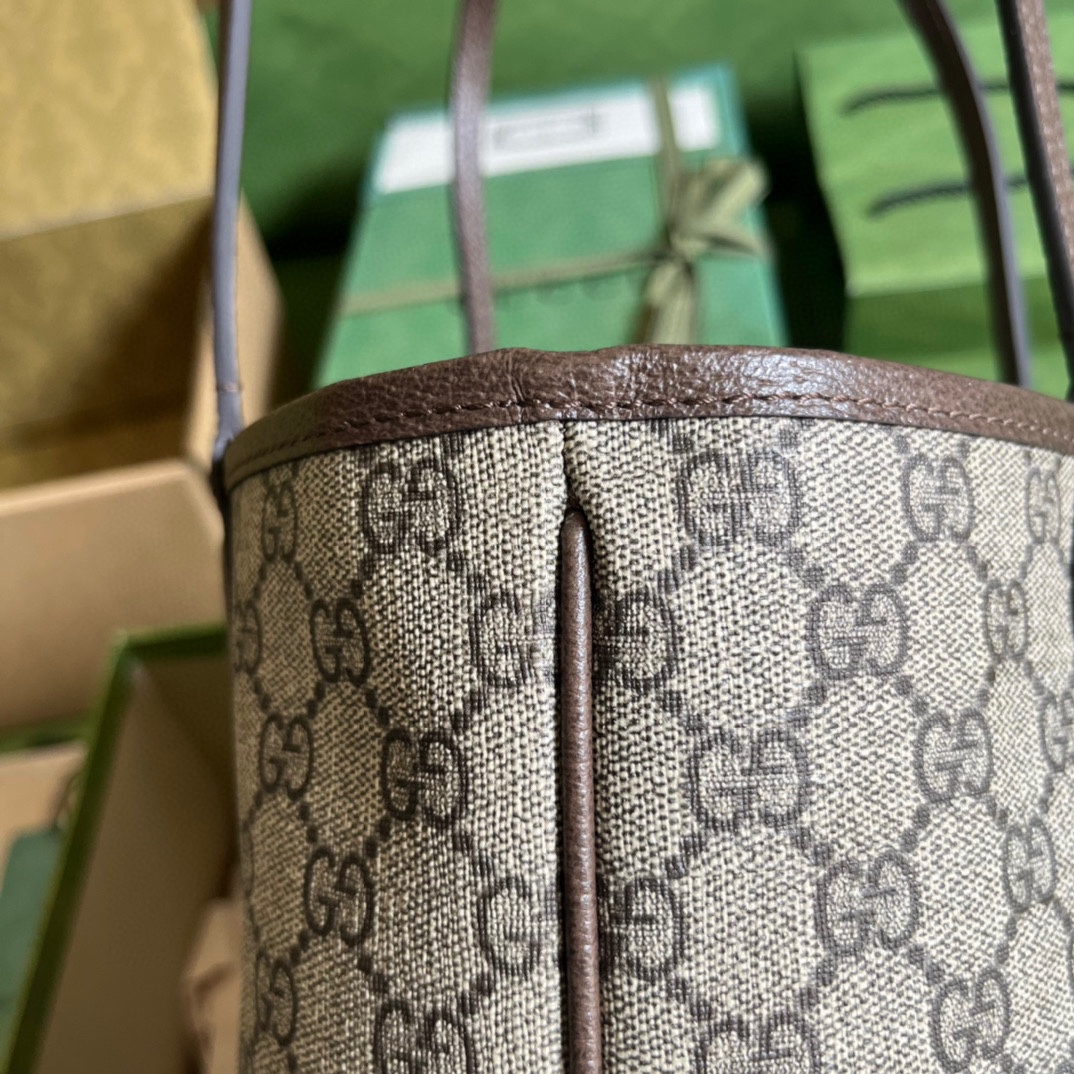 Gucci Unisex Ophidia Small Tote Bag Beige Ebony GG Supreme Canvas