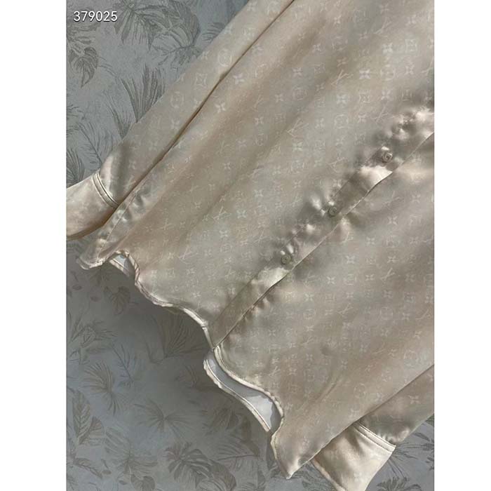 Louis Vuitton Men LV Monogram Cloud Shirt Silk Pinkish Beige Regular Fit